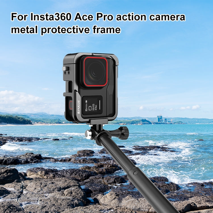 PULUZ Metall-Schutzkäfig-Adapterrahmen für Insta360 Ace Pro – Kompatibel mit vertikalen Aufnahmen und Zubehör