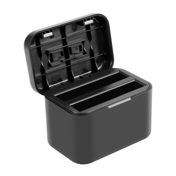 PULUZ Dual Slot Ladegerät für Insta360 X4 – Akkuladehülle + Speicherkartenhalter, LED-Anzeigen, USB-C, kompakt und sicher