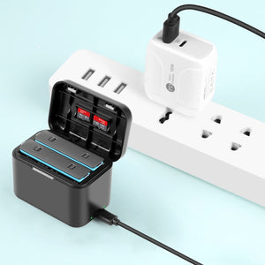 PULUZ Dual Slot Ladegerät für Insta360 X4 – Akkuladehülle + Speicherkartenhalter, LED-Anzeigen, USB-C, kompakt und sicher
