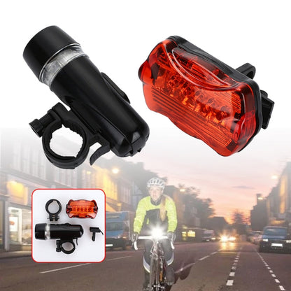 Luce da testa per bicicletta a 5 LED resistente all'acqua + torcia di sicurezza posteriore, Bicycle Head Light+ Rear Safety Flashlight