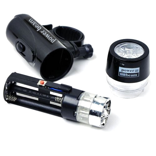 Luce da testa per bicicletta a 5 LED resistente all'acqua + torcia di sicurezza posteriore, Bicycle Head Light+ Rear Safety Flashlight
