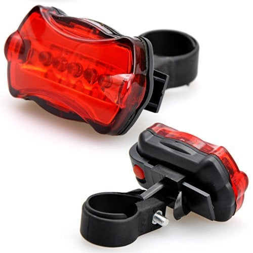 Luce da testa per bicicletta a 5 LED resistente all'acqua + torcia di sicurezza posteriore, Bicycle Head Light+ Rear Safety Flashlight