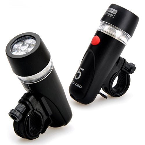 Luce da testa per bicicletta a 5 LED resistente all'acqua + torcia di sicurezza posteriore, Bicycle Head Light+ Rear Safety Flashlight
