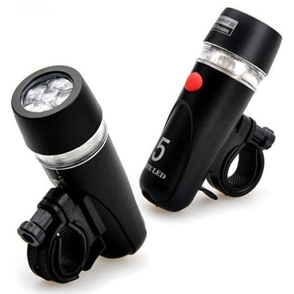 Luce da testa per bicicletta a 5 LED resistente all'acqua + torcia di sicurezza posteriore, Bicycle Head Light+ Rear Safety Flashlight