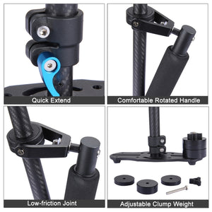 Stabilizzatore portatile in fibra di carbonio PULUZ 38,5-61 cm per video e fo...