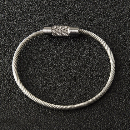 anello-multifunzionale-da-campeggio-all-aperto-in-fune-metallica-portachiavi-in-filo-di-acciaio-inossidabile-key-chain - immagine 2