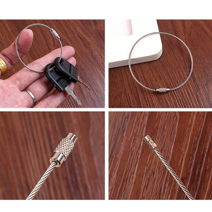 anello-multifunzionale-da-campeggio-all-aperto-in-fune-metallica-portachiavi-in-filo-di-acciaio-inossidabile-key-chain - immagine 4