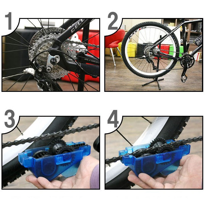Kit di Detergenti e Spazzole per Catene di Biciclette - 4 Pezzi per