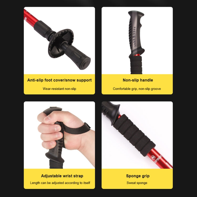 Stampella/bastone da passeggio regolabile pieghevole con bussola, altezza: 0,5-1,1 m (consegna colore casuale), 4-section