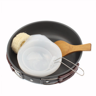 Set di pentole impilabili da 9 pezzi ultraleggeri da campeggio all'aperto, 9 Piece Cookware