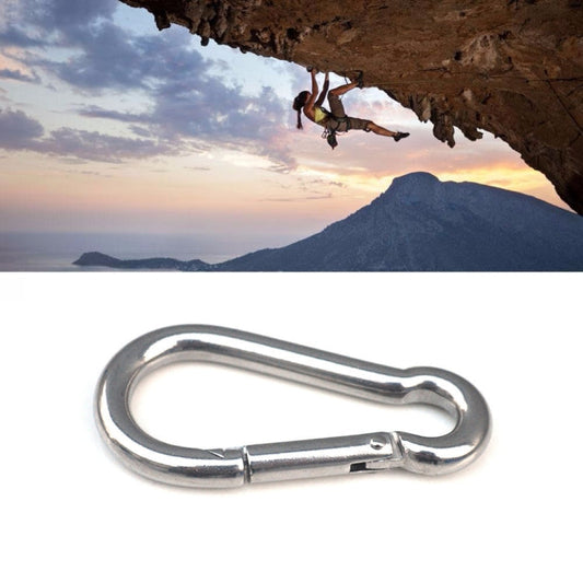 Moschettone in acciaio inossidabile M5 Gancio a molla Multiutensile per alpinismo Fibbia per gancio da campeggio Corda per gancio, diametro interno: 4,9 mm, M5