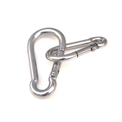 Moschettone in acciaio inossidabile M5 Gancio a molla Multiutensile per alpinismo Fibbia per gancio da campeggio Corda per gancio, diametro interno: 4,9 mm, M5