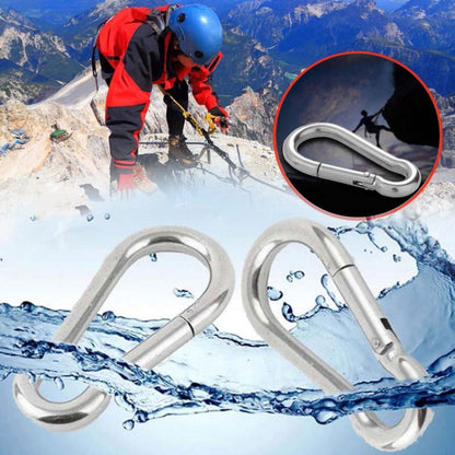 Moschettone in acciaio inossidabile M5 Gancio a molla Multiutensile per alpinismo Fibbia per gancio da campeggio Corda per gancio, diametro interno: 4,9 mm, M5