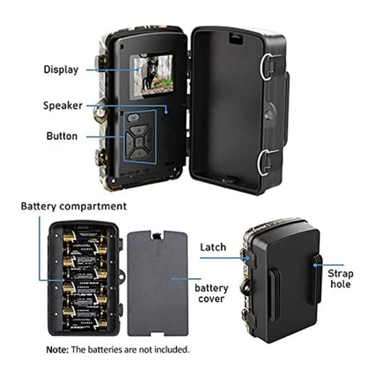 Fotocamera da Caccia DL001 - 12MP, 1080P, Visone Notturna con 26 LED
