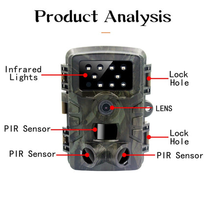 PR700 1080P Videocamera per la caccia alla fauna selvatica Videocamera per visione notturna attivata dal movimento per trigger di scansione per tracciamento esterno, PR700