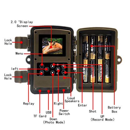 PR700 1080P Videocamera per la caccia alla fauna selvatica Videocamera per visione notturna attivata dal movimento per trigger di scansione per tracciamento esterno, PR700