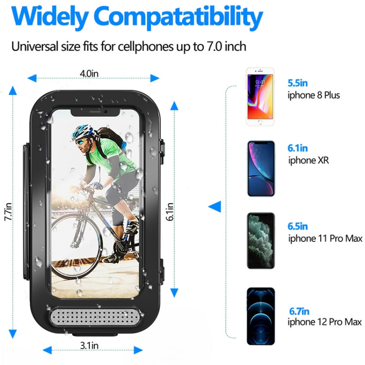 Supporto per telefono da bicicletta Custodia impermeabile per manubrio per moto da bicicletta per supporto per telefono cellulare da 4,7-6,8 pollici, Waterproof Bicycle Holder