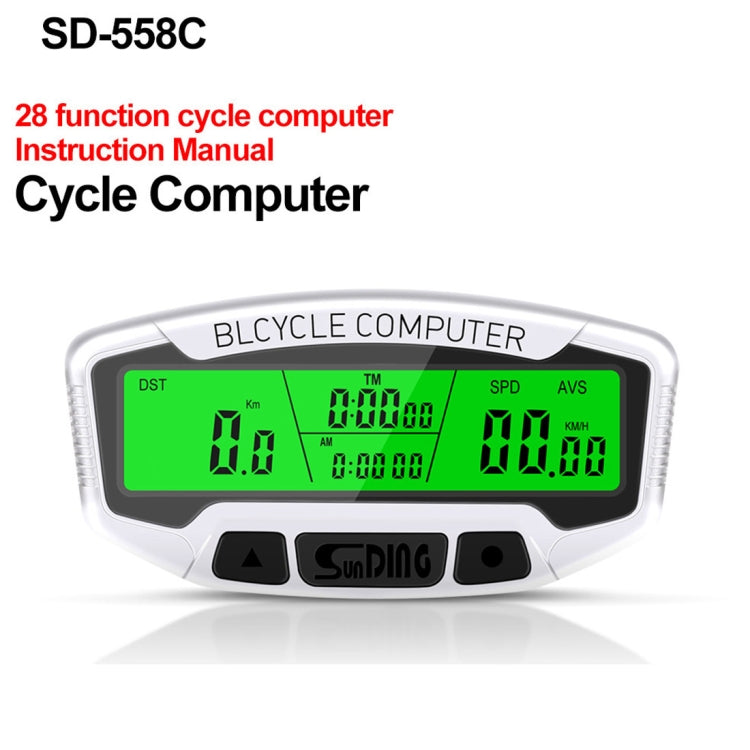 SUNDING SD-558C Computer da bicicletta Digitale Wireless LCD Retroilluminazione Tachimetro da strada Cronometro Tachimetro, SD-558C