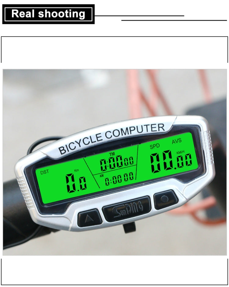 SUNDING SD-558C Computer da bicicletta Digitale Wireless LCD Retroilluminazione Tachimetro da strada Cronometro Tachimetro, SD-558C