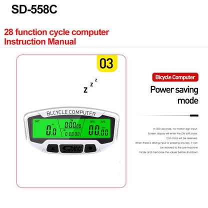 SUNDING SD-558C Computer da bicicletta Digitale Wireless LCD Retroilluminazione Tachimetro da strada Cronometro Tachimetro, SD-558C
