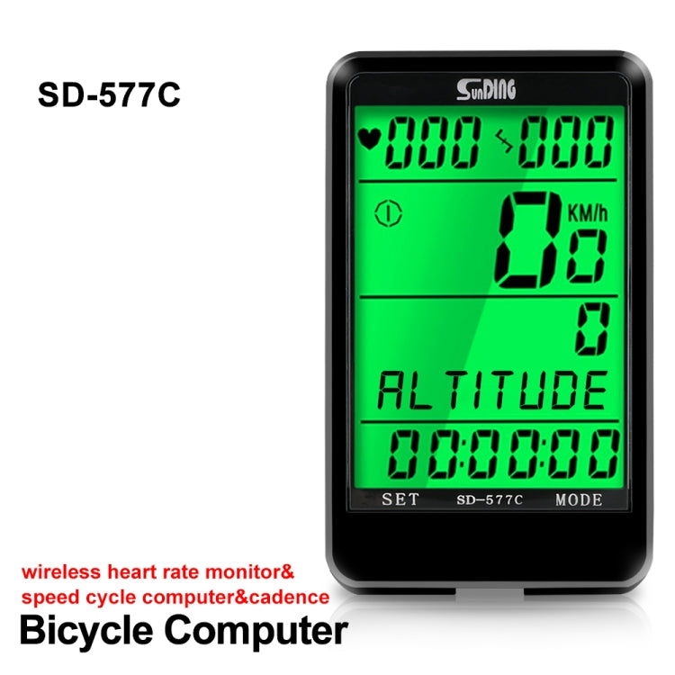 SUNDING SD-577C Cycling Computer LCD retroilluminazione cronometro Wireless impermeabile MTB contachilometri bici cronometro tachimetro bicicletta, SD-577C