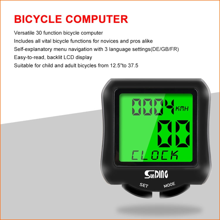 SUNDING SD-570 Tachimetro per bicicletta Computer da ciclismo Display digitale LCD Contachilometri contachilometri impermeabile Cronometro, SD-570