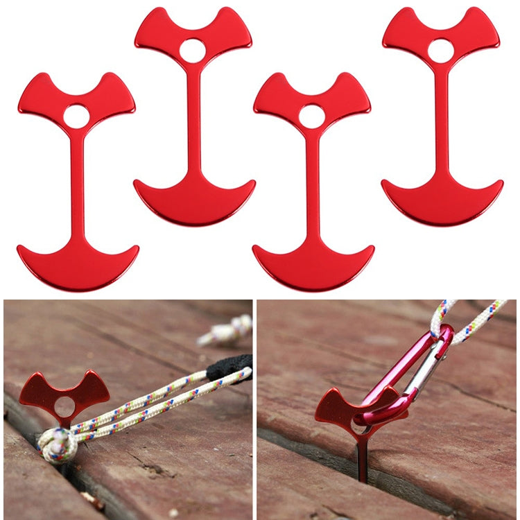 Set di 4 Picchetti per Tenda da Campeggio Antivento con Corda e