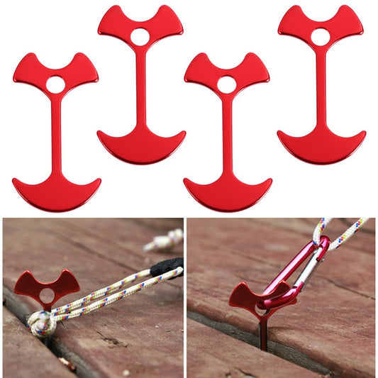 Set di 4 Picchetti per Tenda da Campeggio Antivento con Corda e