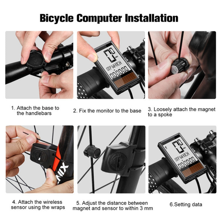 WEST BIKING Tabella codici solari wireless Mountain Road Bike Tabella codici caratteri grandi Tachimetro impermeabile in cinque lingue, WEST BIKING Speedometer