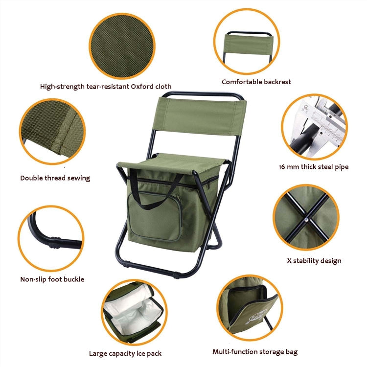 Sedia pieghevole da esterno con custodia, schienale e funzione di conservazione del calore, Outdoor Folding Chair
