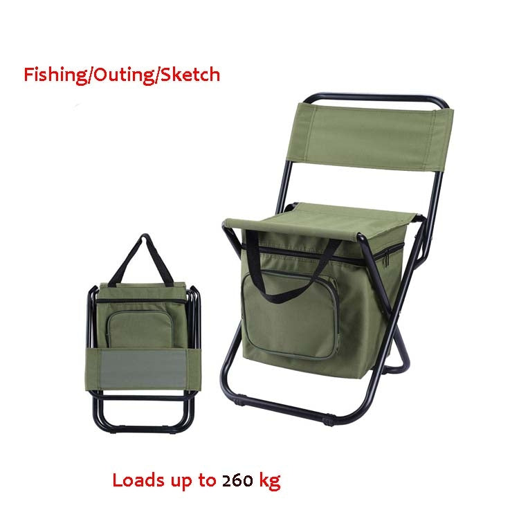 Sedia pieghevole da esterno con custodia, schienale e funzione di conservazione del calore, Outdoor Folding Chair