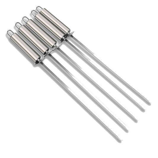Perno per barbecue da 5 pezzi con manico Perno per griglia per barbecue in acciaio inossidabile con manico resistente al calore