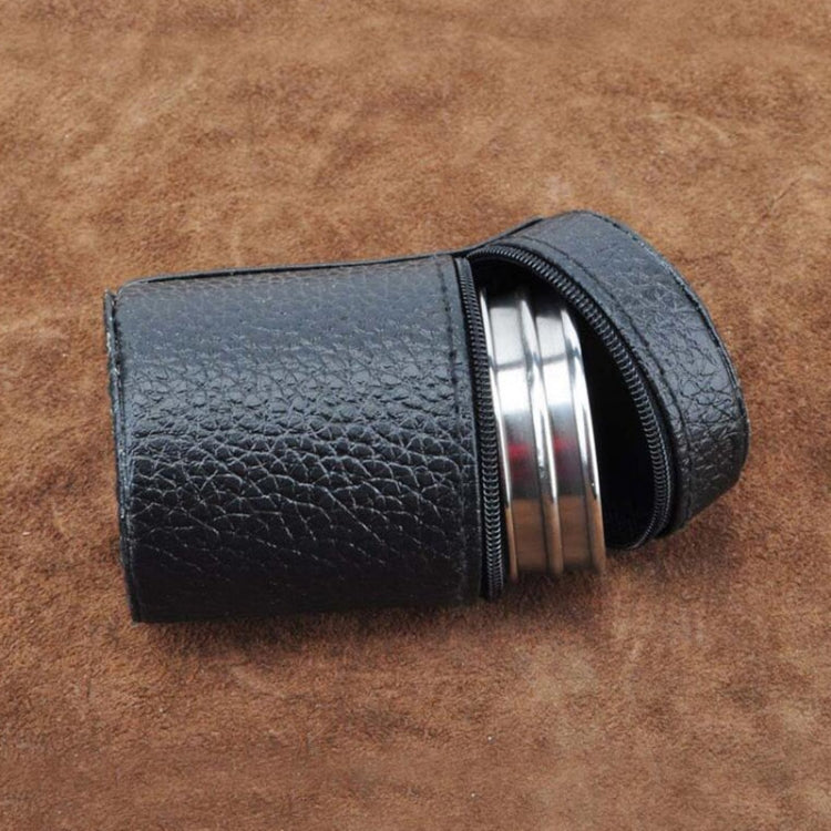 4 in 1 70ml Stoviglie da campeggio all'aperto Tazze da viaggio Set Forniture da picnic Bicchiere da birra per vino in acciaio inossidabile Tazze da whisky Pelle PU - Novalix Store