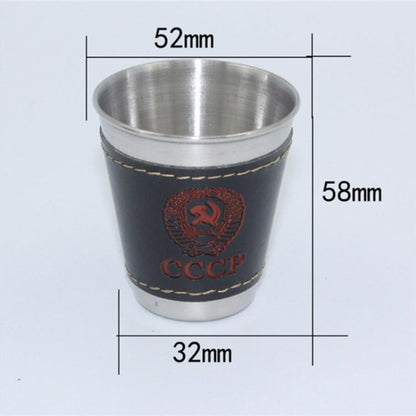 4 in 1 70ml Stoviglie da campeggio all'aperto Tazze da viaggio Set Forniture da picnic Bicchiere da birra per vino in acciaio inossidabile Tazze da whisky Pelle PU - Novalix Store