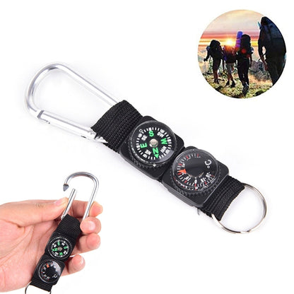 3 in 1 campeggio arrampicata escursionismo mini moschettone con portachiavi bussola termometro gancio portachiavi nero, 3 in 1 - Novalix Store
