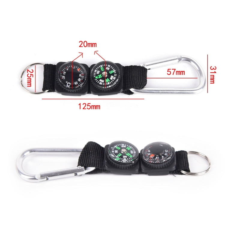 3 in 1 campeggio arrampicata escursionismo mini moschettone con portachiavi bussola termometro gancio portachiavi nero, 3 in 1 - Novalix Store