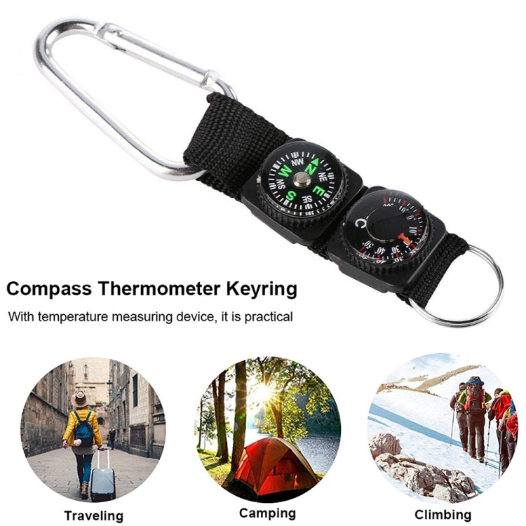 3 in 1 campeggio arrampicata escursionismo mini moschettone con portachiavi bussola termometro gancio portachiavi nero, 3 in 1 - Novalix Store