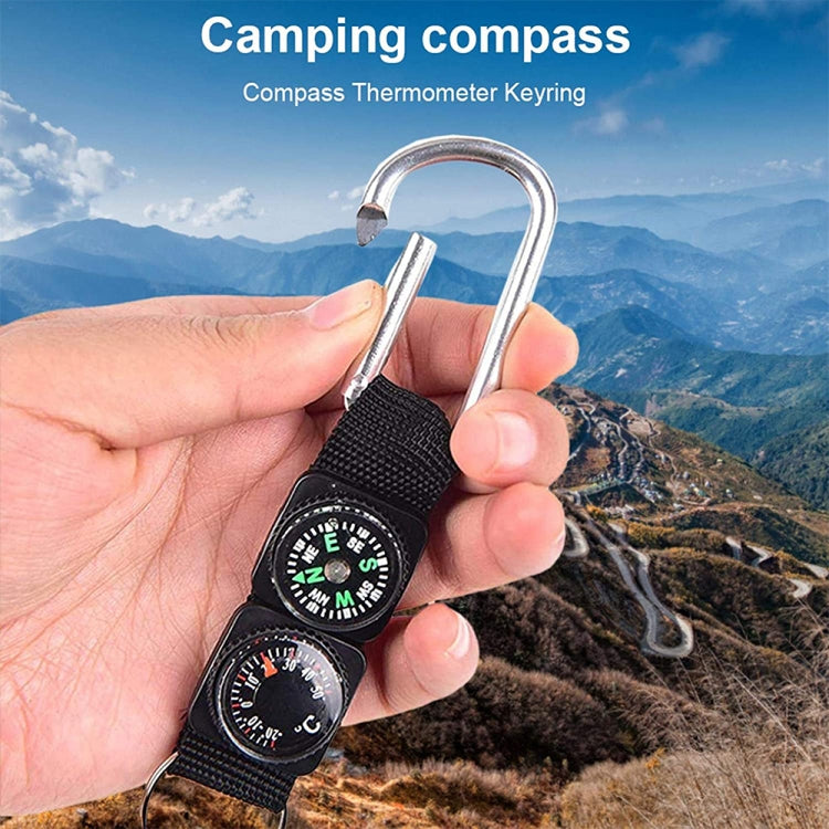 3 in 1 campeggio arrampicata escursionismo mini moschettone con portachiavi bussola termometro gancio portachiavi nero, 3 in 1 - Novalix Store