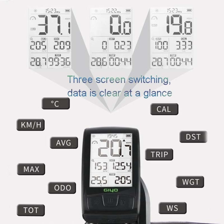 contachilometri-tachimetro-per-bici-da-strada-wireless-bluetooth-giyo-m4-per-computer-da-bicicletta-giyo-m4 - immagine 4