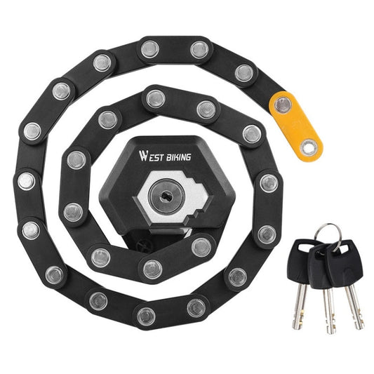 WEST BIKING Serratura a chiave antifurto per bicicletta Serratura pieghevole a catena per moto, Folding Lock