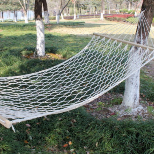 amaca-in-rete-per-esterni-in-cotone-con-struttura-in-legno - immagine 1