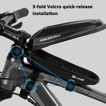 West Biking Borsa anteriore per bicicletta con guscio rigido in EVA Mountain Road Bike Borsa per trave anteriore Equipaggiamento per l'equitazione, West Biking EVA Front Beam Bag