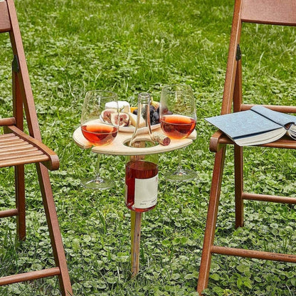 Portabottiglie pieghevole per prato in legno Portabottiglie inserito Portabottiglie da picnic all'aperto Tavolo pieghevole, 20cm