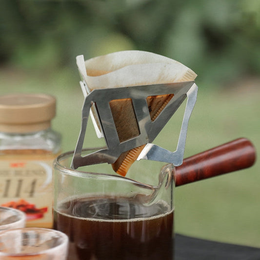 Filtro in acciaio inox per caffè da campeggio, imbuto pieghevole