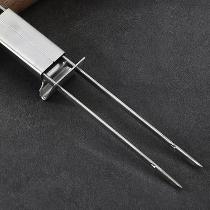 Set di 2 Forchette Semiautomatiche in Acciaio Inox per Barbecue