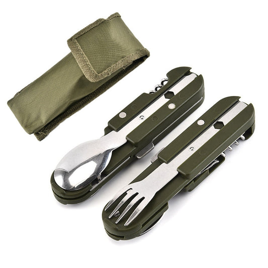 Stoviglie da campeggio all'aperto Coltello pieghevole in acciaio inossidabile Stoviglie combinate forchetta e cucchiaio