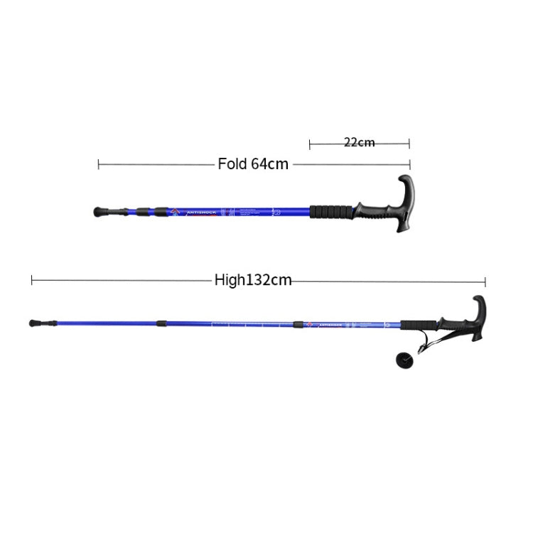Tre bastoncini da trekking all'aperto retrattili da 132 cm telescopici, Red#132cm, Blue#132cm, Silver#132cm, Black#132cm