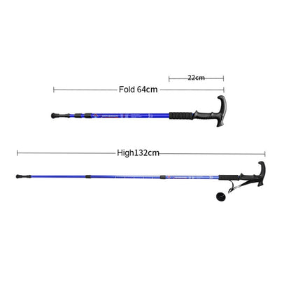 Tre bastoncini da trekking all'aperto retrattili da 132 cm telescopici, Red#132cm, Blue#132cm, Silver#132cm, Black#132cm