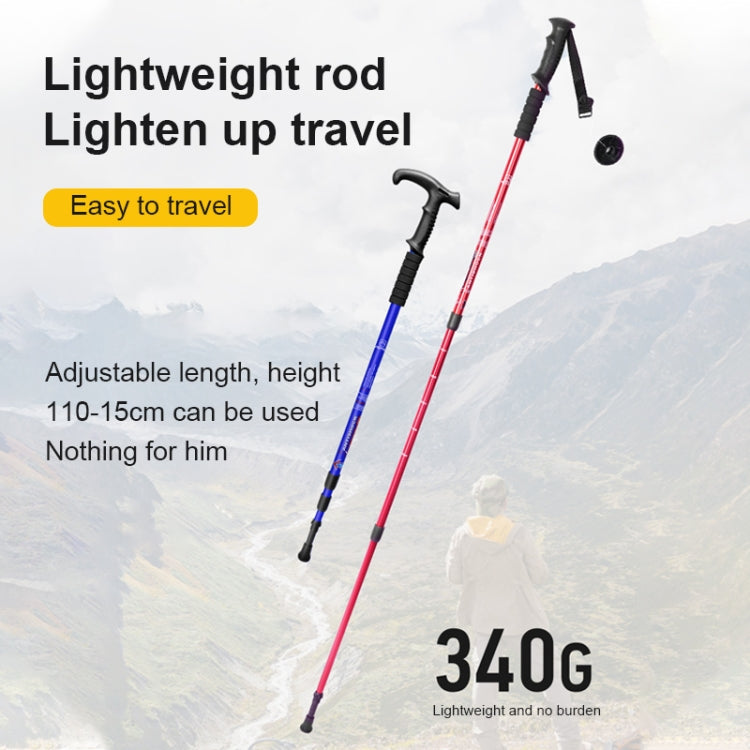 Tre bastoncini da trekking all'aperto retrattili da 132 cm telescopici, Red#132cm, Blue#132cm, Silver#132cm, Black#132cm